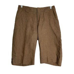 Eddie Bauer Mercer Fit Linen Bermuda Shorts‎ Womens 2 Brown Outdoor Summer
